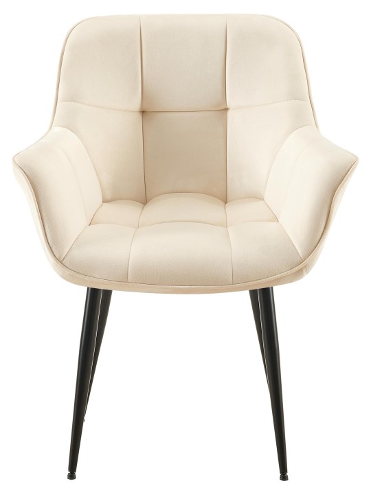 Roseville fluwelen eetkamerstoel, crème