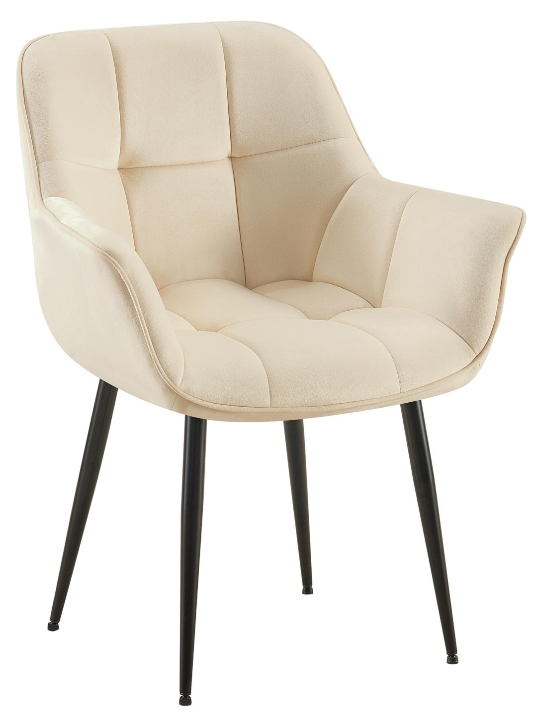 Roseville fluwelen eetkamerstoel, crème