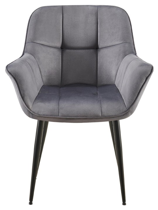 Roseville fluwelen eetkamerstoel, donkergrijs