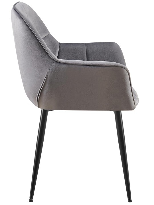 Roseville fluwelen eetkamerstoel, donkergrijs