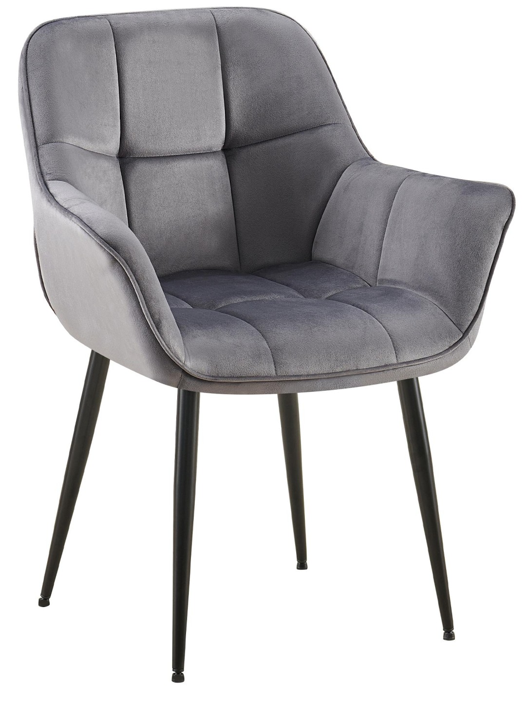 Roseville fluwelen eetkamerstoel, donkergrijs
