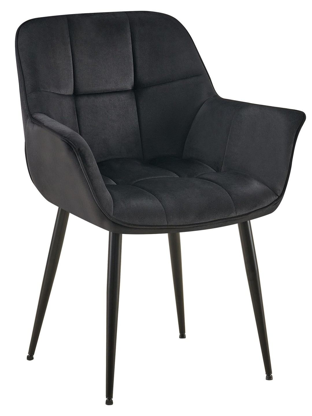 Roseville fluwelen eetkamerstoel, zwart