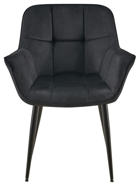 Roseville fluwelen eetkamerstoel, zwart