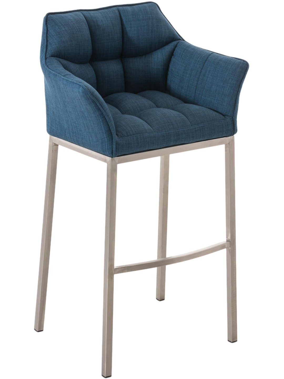 Barkruk Damaso E stof met 4-poots frame, blauw