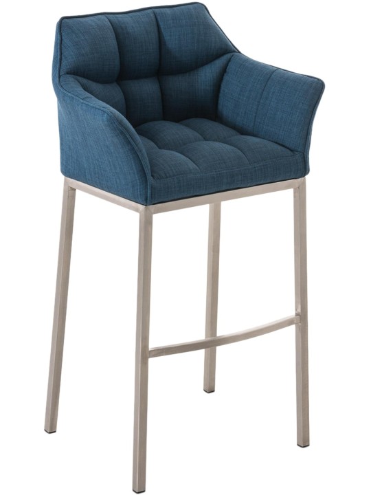 Barkruk Damaso E stof met 4-poots frame, blauw