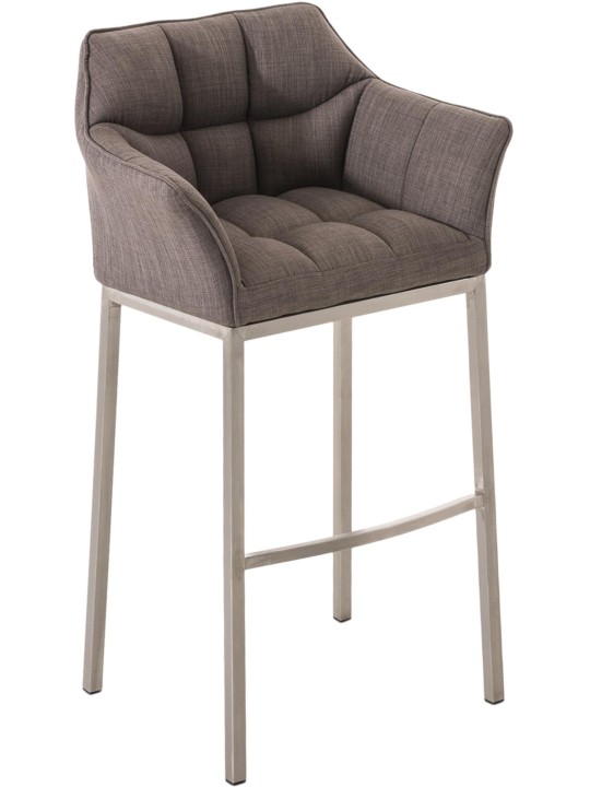 Barkruk Damaso E stof met 4-poots frame, grijs