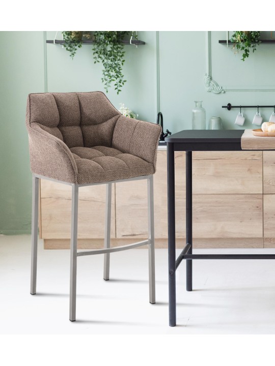 Barkruk Damaso E stof met 4-poots frame, terrabruin Barkruk Damaso E stof met 4-poots frame, terrabruin