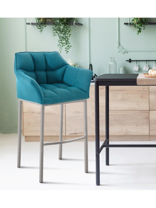 Barkruk Damaso E stof met 4-poots frame, turquoise Barkruk Damaso E stof met 4-poots frame, turquoise