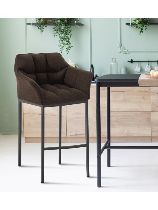 Barkruk Damaso B stof met 4-poots frame, bruin