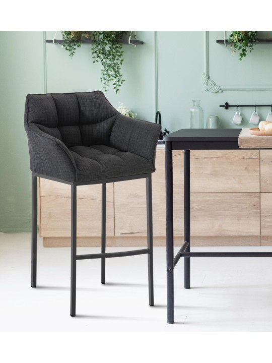 Barkruk Damaso B stof met 4-poots frame, donkergrijs