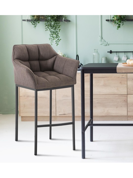 Barkruk Damaso B stof met 4-poots frame, grijs