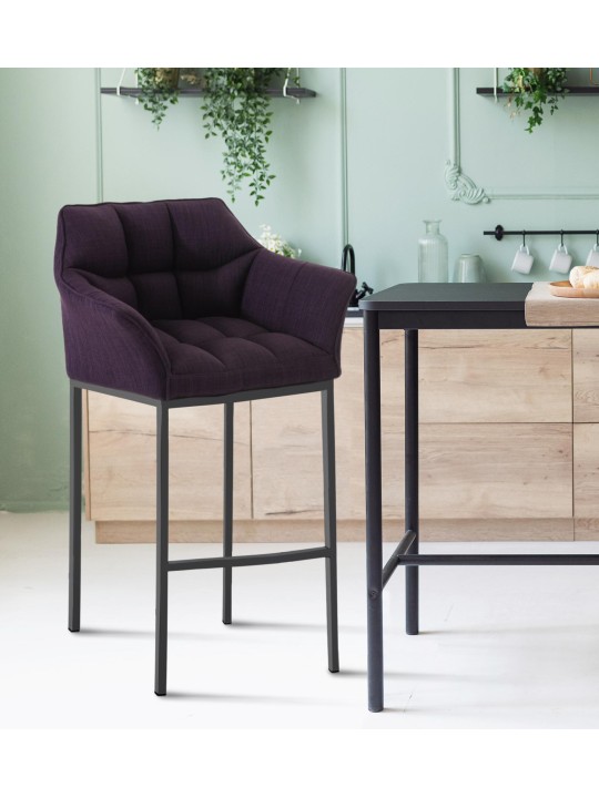 Barkruk Damaso B stof met 4-poots frame, lila