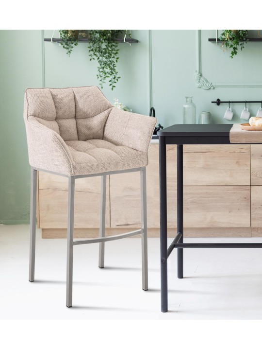 Barkruk Damaso E stof met 4-poots frame, ivoor