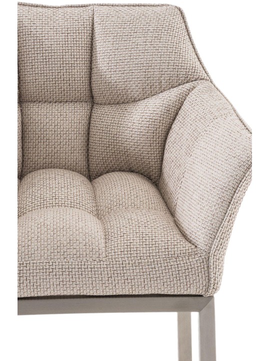 Barkruk Damaso E stof met 4-poots frame, ivoor