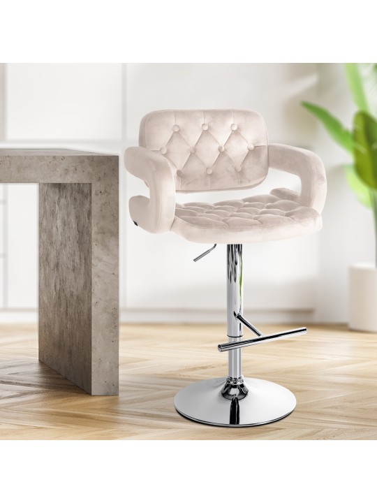 Barkruk Dublin fluweel chroom, crème