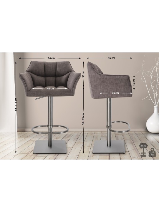 Barkruk Damaso E stof, grijs Barkruk Damaso E stof, grijs