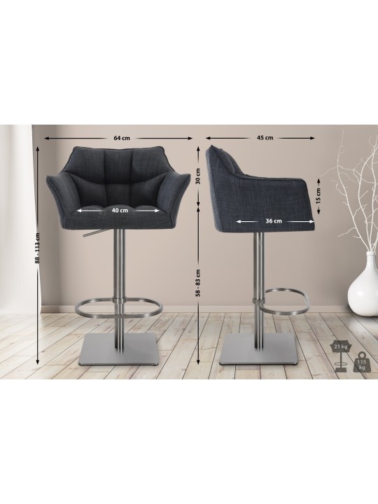 Barkruk Damaso E stof, donkergrijs Barkruk Damaso E stof, donkergrijs