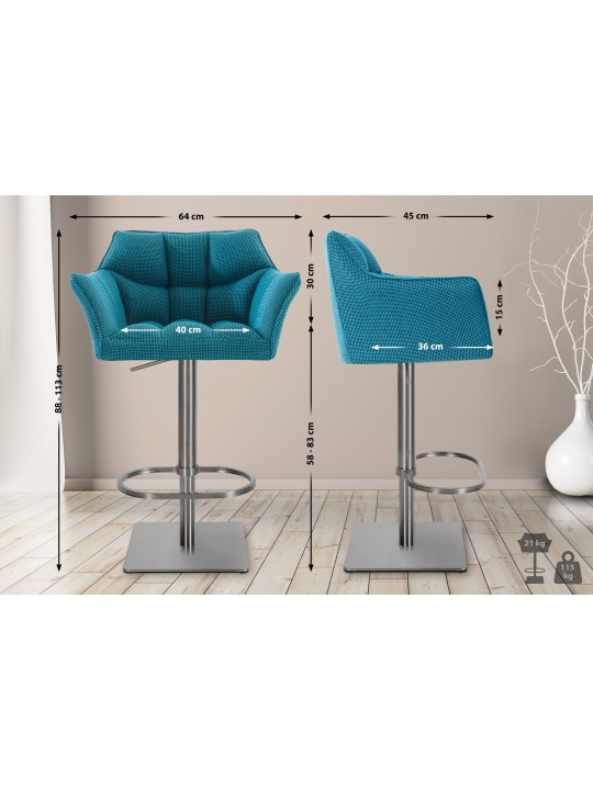 Barkruk Damaso E stof, turquoise Barkruk Damaso E stof, turquoise