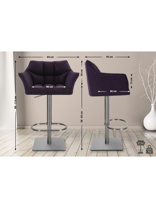 Barkruk Damaso E stof, lila