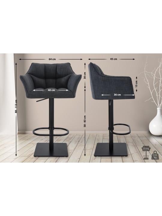 Barkruk Damaso B stof, donkergrijs Barkruk Damaso B stof, donkergrijs