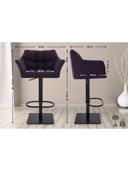 Barkruk Damaso B stof, lila