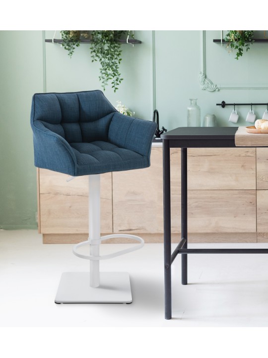 Barkruk Damaso W stof, blauw