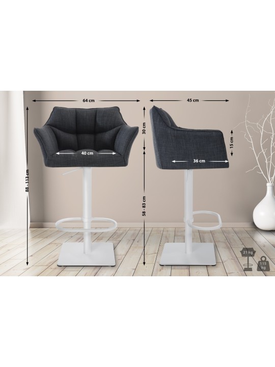 Barkruk Damaso W stof, donkergrijs