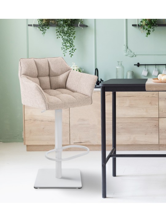 Barkruk Damaso W stof, ivoor