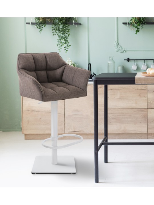 Barkruk Damaso W stof, grijs