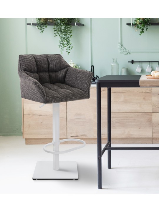 Barkruk Damaso W stof, titaniumgrijs