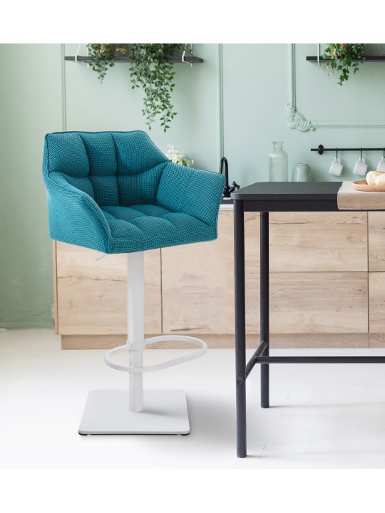 Barkruk Damaso W stof, turquoise