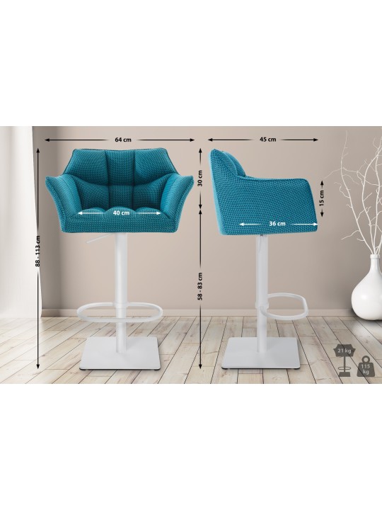 Barkruk Damaso W stof, turquoise