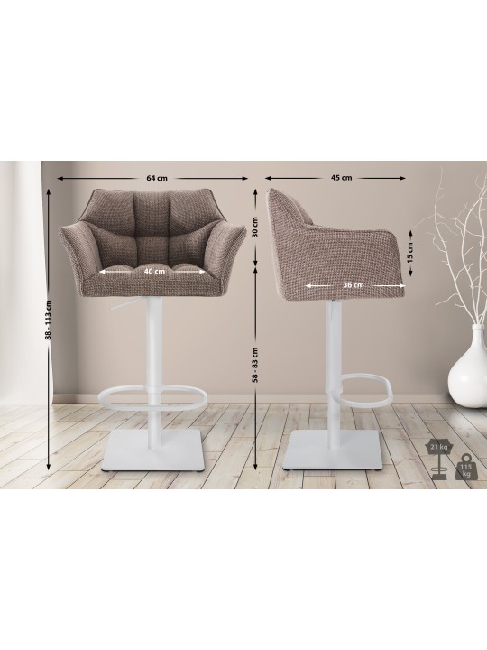 Barkruk Damaso W stof, terrabruin