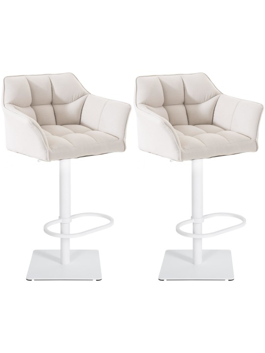 Set van 2 barkrukken Damaso stof, wit Set van 2 barkrukken Damaso stof, wit