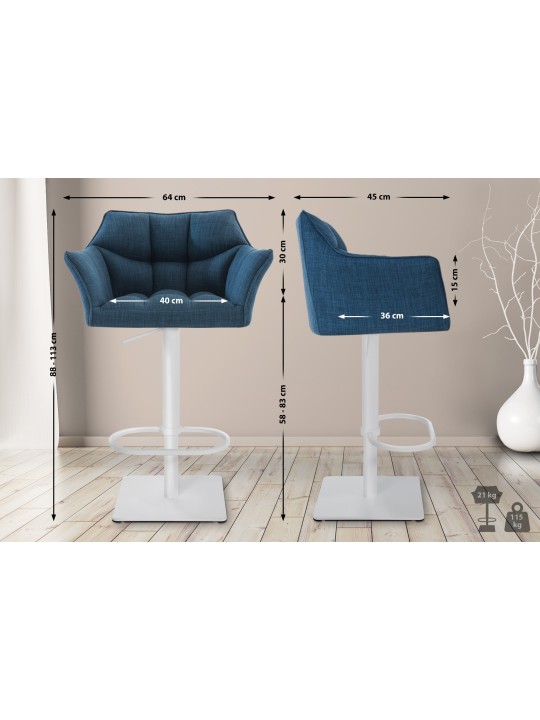 Set van 2 barkrukken Damaso stof, blauw Set van 2 barkrukken Damaso stof, blauw