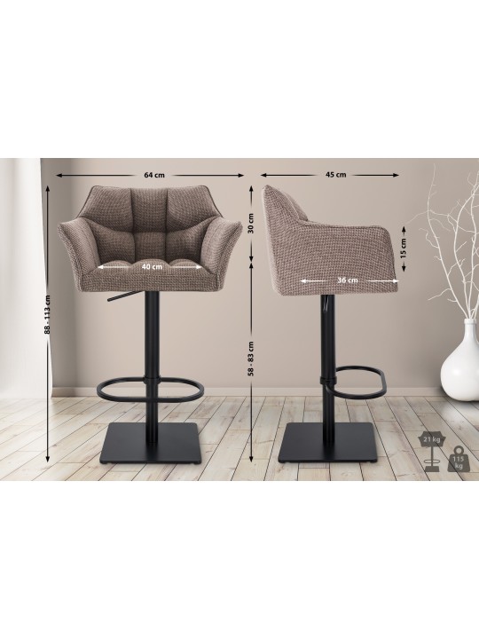 Set van 2 barkrukken Damaso stof, terrabruin Set van 2 barkrukken Damaso stof, terrabruin