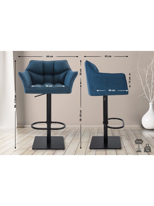 Set van 2 barkrukken Damaso stof, blauw