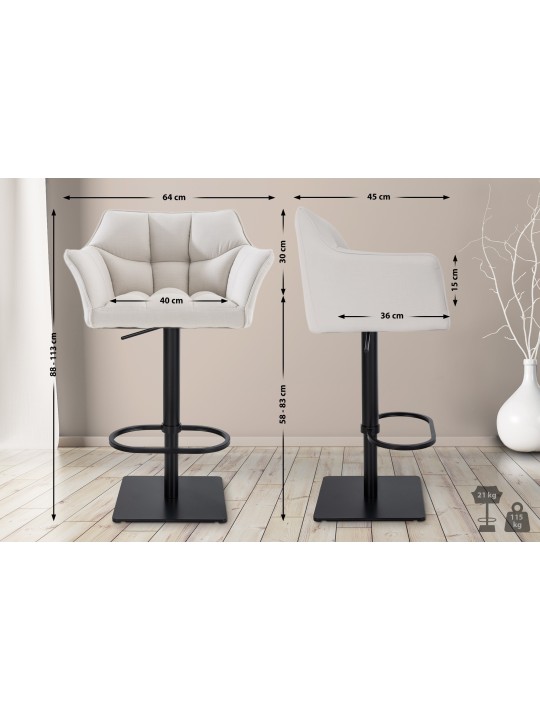 Set van 2 barkrukken Damaso stof, wit Set van 2 barkrukken Damaso stof, wit