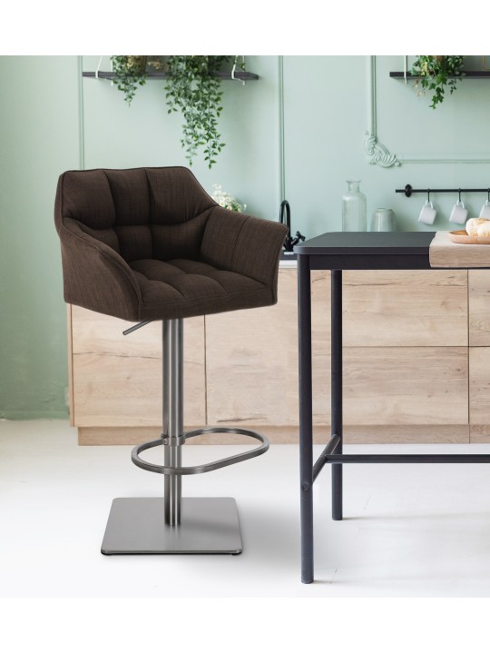 Set van 2 barkrukken Damaso stof roestvrij staal, bruin Set van 2 barkrukken Damaso stof roestvrij staal, bruin