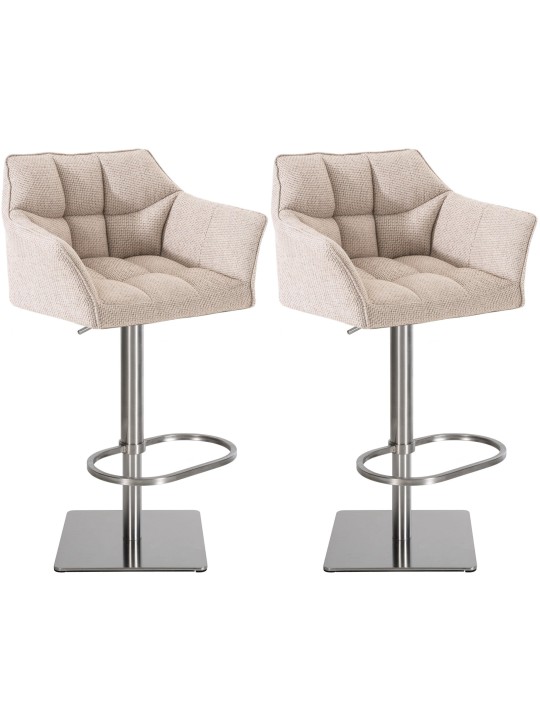 Set van 2 barkrukken Damaso stof roestvrij staal, ivoor Set van 2 barkrukken Damaso stof roestvrij staal, ivoor