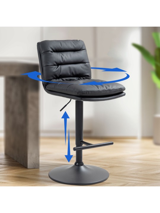 Barkruk Damar kunstleer, zwart