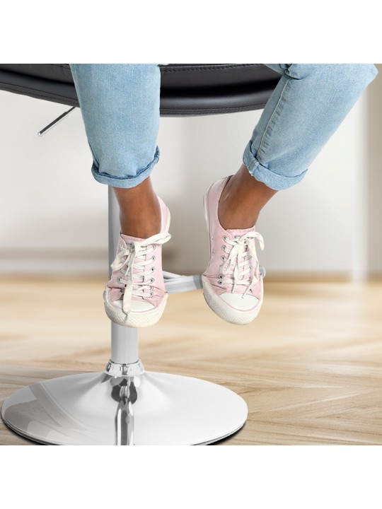 Barkruk Damar kunstleer chroom, zwart