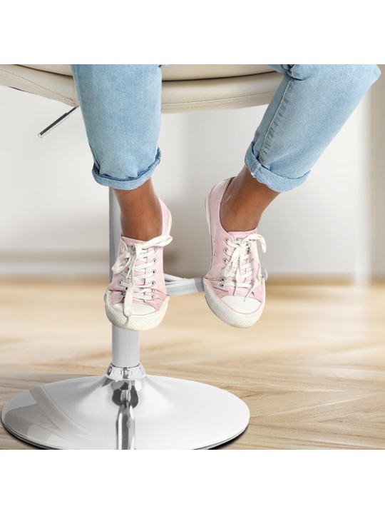 Barkruk Damar kunstleer chroom, crème