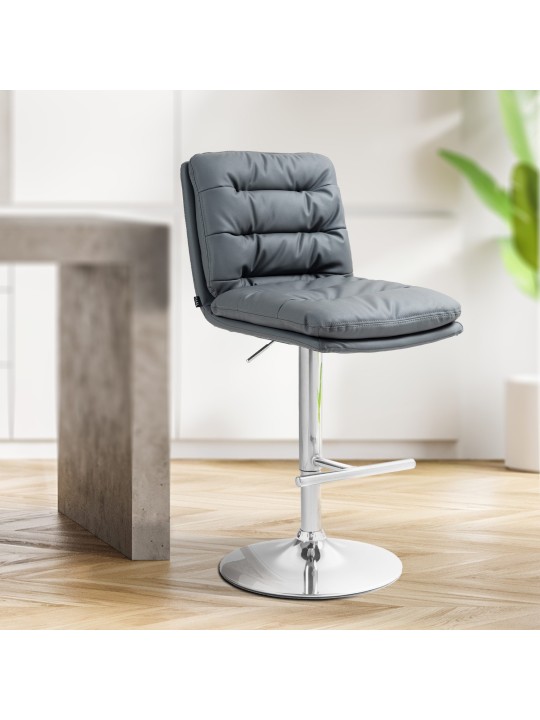 Barkruk Damar kunstleer chroom, grijs