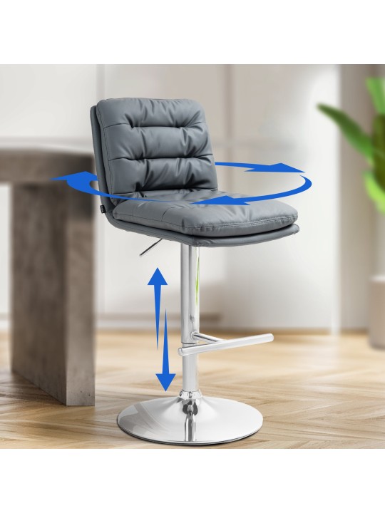 Barkruk Damar kunstleer chroom, grijs