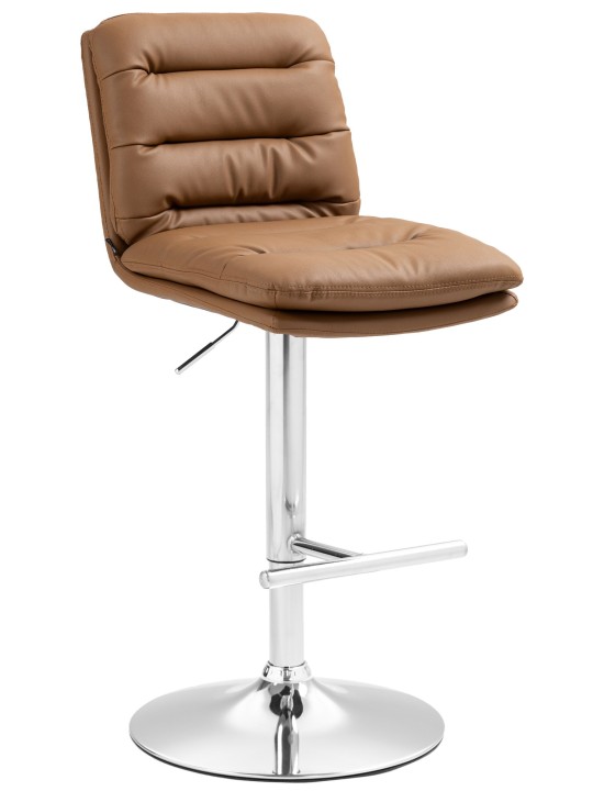 Barkruk Damar kunstleer chroom, lichtbruin