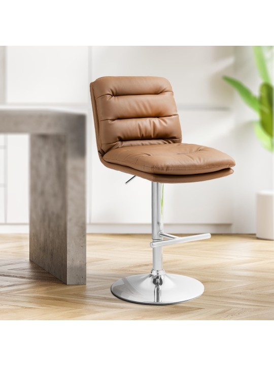 Barkruk Damar kunstleer chroom, lichtbruin