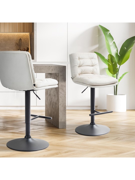 Barkruk Damar fluweel, crème