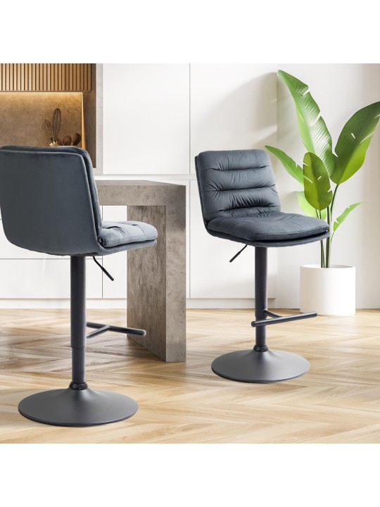 Barkruk Damar fluweel, donkergrijs