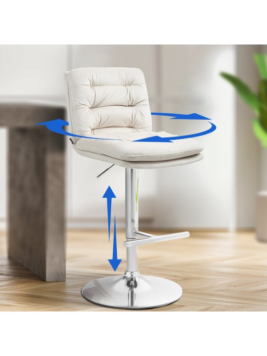 Barkruk Damar fluweel chroom, crème